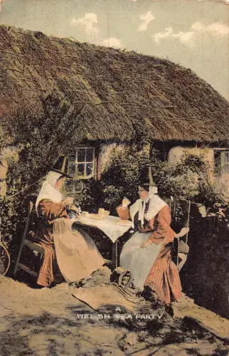 A980 Wales 1906 Frauen in Volkskostüm ethnische walisische Teeparty Vintage Postkarte