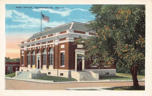 A987 US Missouri Post Office Warrensburg Vintage Postkarte