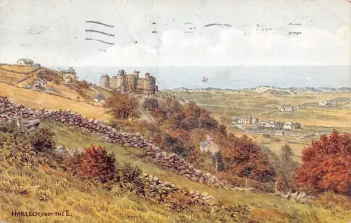 B213 Wales 1947 Harlech Castle from East Art Vintage Postkarte