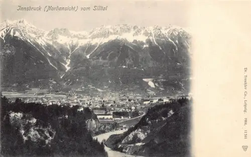 L049 Österreich Innsbruck Nordansicht vom Silltaler Gebirge Vintage Postkarte