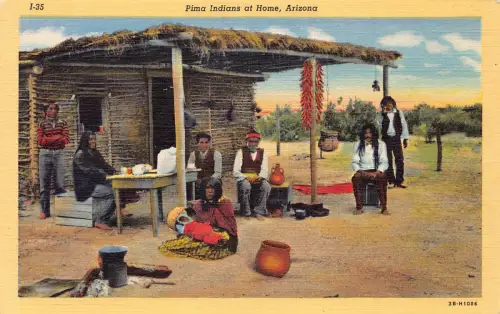 A932 US Arizona Pima Indianer zu Hause Indianer Vintage Postkarte