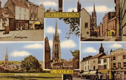 B213 England 1968 Grüße aus Louth Little Eastgate Market Square Postkarte
