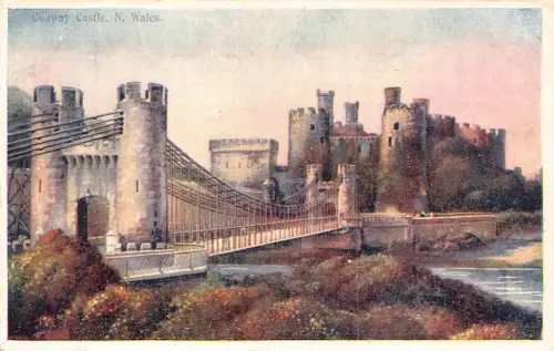 B116 Wales Conway Castle and Bridge Vintage Postkarte