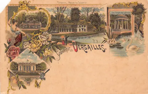 Frankreich Souvenir de Versailles Litho Vintage Postkarte