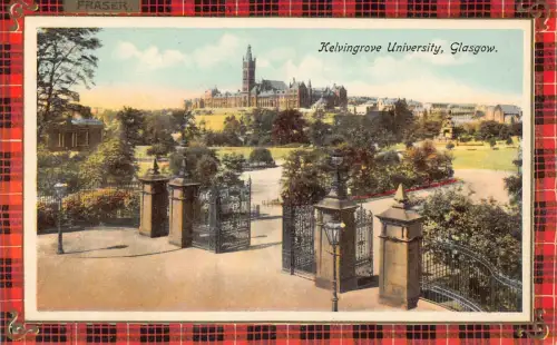 A031 Schottland Glasgow Kelvingrove University Tartan Fraser Postkarte