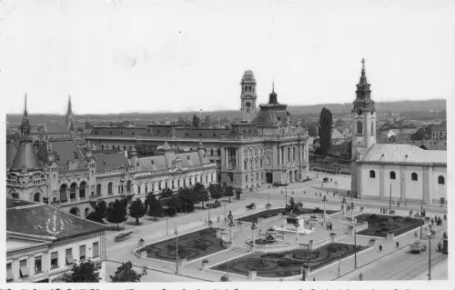B260 Rumänien Oradea Nagyvarad 1934 Piata Unirii Platz RPPC Postkarte