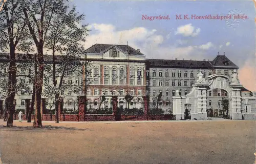 B260 Rumänien Oradea Nagyvarad 1914 MK Honvedhadaprod Iskola Scoala Postkarte