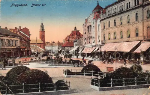 B260 Rumänien Oradea Nagyvarad Bemer ter Platz Kutsche Restaurant Postkarte