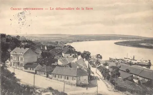 L103 Serbien Save Pier Boote Schiffe Vintage Postkarte