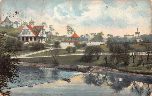 L238 Schottland 1908 Band Stand West End Park Glasgow Vintage Postkarte