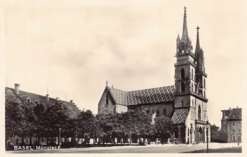 L100 Schweiz Basel Münster Dom Vintage Postkarte