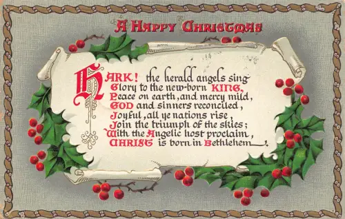 Weihnachtsgrüße geprägter Heiliger Baum 1911 Gedicht Vintage Postkarte