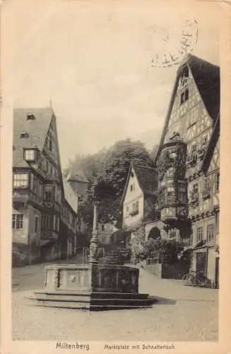 Deutschland 1918 Miltenberg Marktplatz Schnatterloch Vintage Postkarte