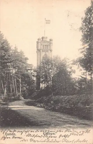 A627 Deutschland 1907 Hameln Kluetthurm Turm Vintage Postkarte