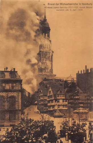 A627 Deutschland Hamburg St. Michael Kirche Katastrophenbrand 1906 Postkarte