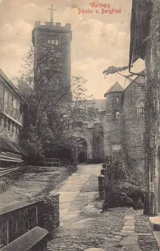 A627 Deutschland 1913 Wartburg Dirnitz u Bergfried Turm Vintage Postkarte