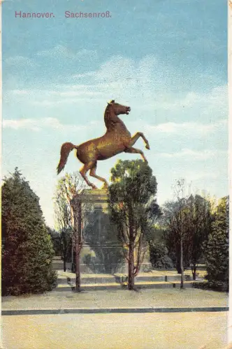 A627 Deutschland 1913 Hannover Hannover Sachsenross Pferd Statue Vintage Postkarte