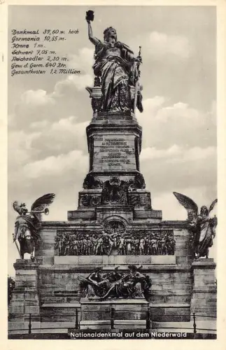 A627 Deutschland Nationaldenkmal auf dem Niederwald Vintage Postkarte