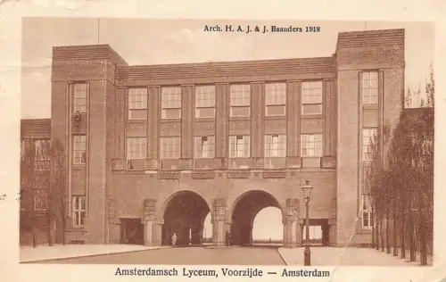 Niederlande 1927 Amsterdam Lyzeum Voorzijde Highschool Vintage Postkarte