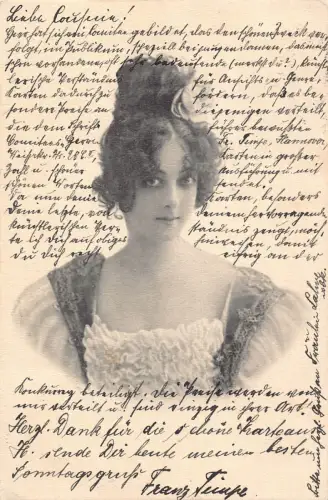 A631 Deutsche Schönheit 1901 Portrait Frau mit Duttfrisur Mode Postkarte
