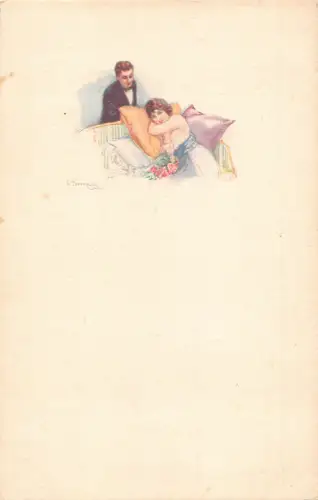 L468 Fashion Glamour Couple signed Bompard Vintage Postkarte