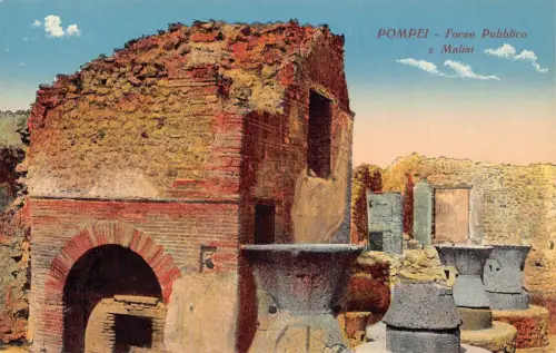 Italien Pompeji Öffentliche Backstube und Mühlen Ruinen Vintage Postkarte