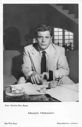 Marcello Mastroianni Filmstar Kino Vintage Postkarte