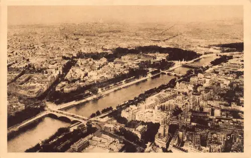 C092 Frankreich Paris vue panoramique prise de la tour Eiffel sur la Seine Postkarte