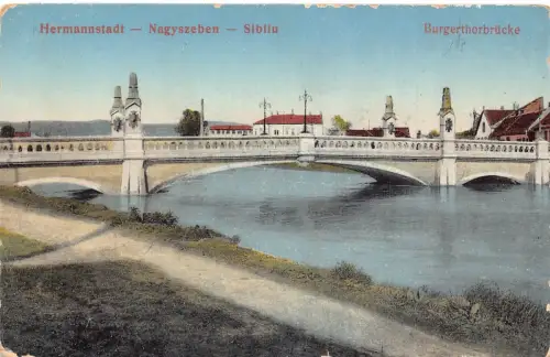 Rumänien Hermannstadt Nagyszebenbrücke 1917 Feldpostkarte