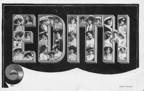 A046 Edith 1906 Große Briefe schöne elegante Frauen Hüte Vintage Postkarte