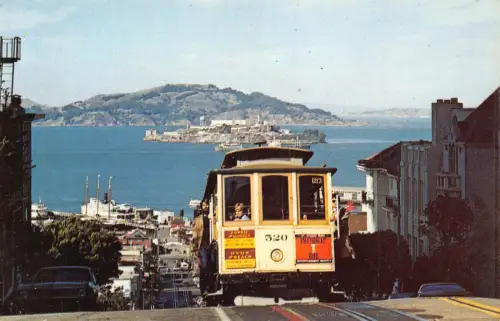 A638 Straßenbahn Seilbahn auf San Francisco Hill Hyde St Hill Vintage Postkarte