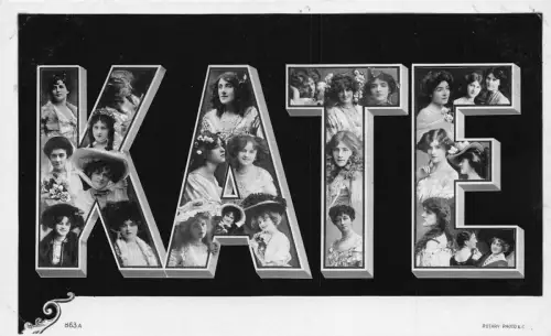 A046 Kate Großer Buchstabe Name Schöne Frauen und Mädchen Schmuck Vintage Postkarte