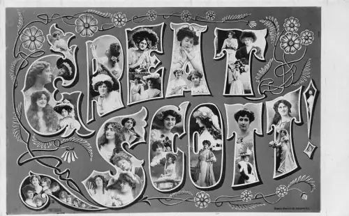 A046 Toller Scott! Große Buchstaben Blumen schöne Frauen Vintage Postkarte