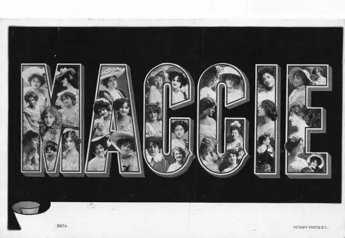 A046 Maggie 1905 Großer Buchstabe Name schöne Frauen Vintage Postkarte
