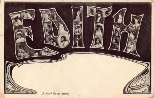 A046 Edith 1905 Großer Buchstabe Name Happy Elegant Frauen Mehrfachansicht Vintage Postkarte