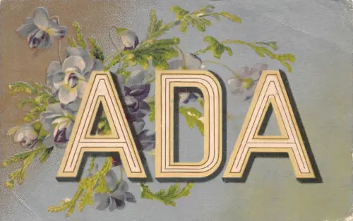 A046 Ada 1906 Großbuchstabe Name Blätter Orchideen Blumen Vintage Postkarte