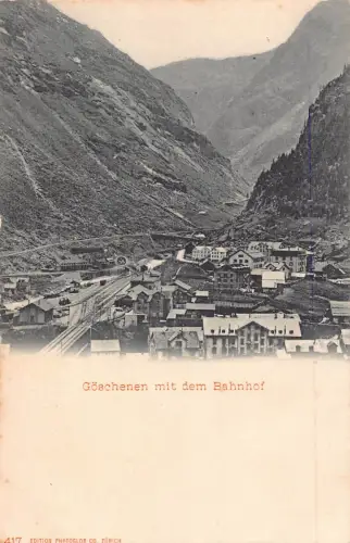 A641 Schweiz Goeschenen mit Bahnhof Vintage Postkarte