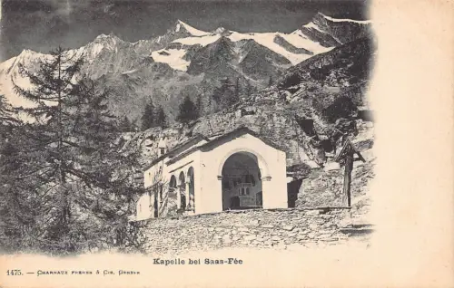 A639 Schweiz Kapelle bei Saas Fe Kapelle Vintage Postkarte