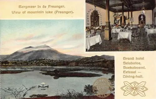 L281 Indonesien Niederländisch-Ostindien Victoria Hotel Preanger Esszimmer Postkarte