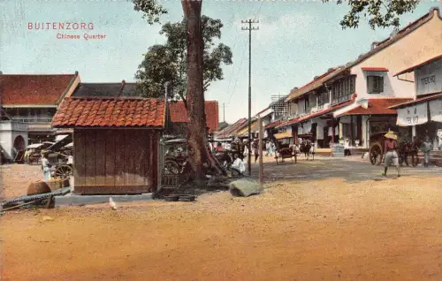 L282 Indonesien Niederländisch Ostindien Buitenzorg Chinese Quarter Carriages Postkarte