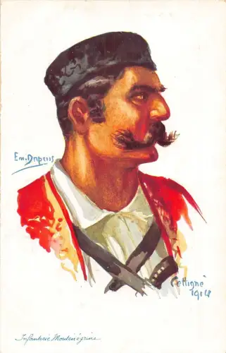 L284 Montenegro Cetinje 1914 WWI Soldat Infanterie Dupuis signierte Postkarte