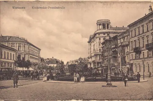 B111 Polen Warszawa Warschau Krakowskie Przedmiescie Vintage Postkarte