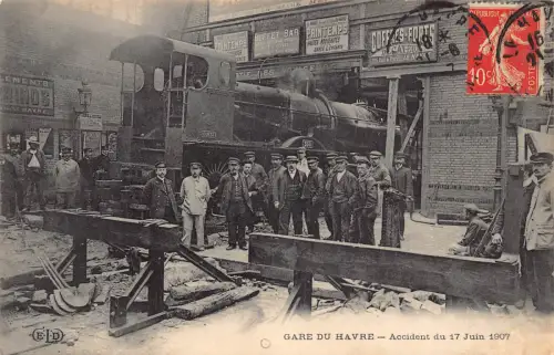 L533 Frankreich Havre Bahnhof Unfall 1907 Katastrophe Vintage Postkarte