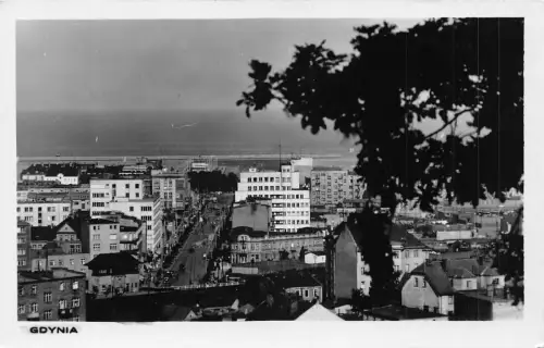 B109 Polen Gdynia Gesamtansicht Meer RPPC Vintage Postkarte