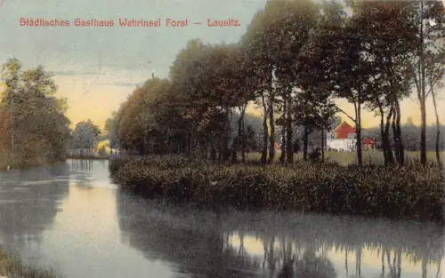 B221 Polen Luzacia Lausitz Staatliches Gasthaus Wehrinsel Forst Hotel Postkarte