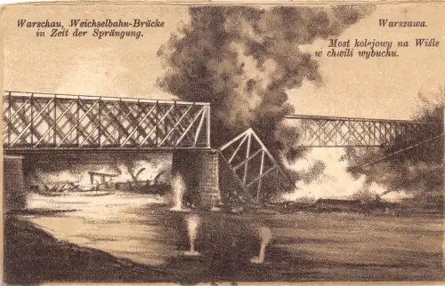 B533 Polen Warschau Warszawa Katastrophenbrücke nach Explosion Postkarte