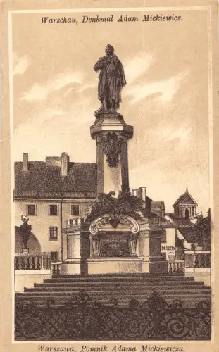 B533 Polen Warschau Warszawa Pomnik Adama Mickiewicza Denkmal Postkarte