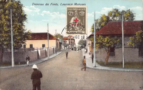 L041 Mosambik Lourenco Marques 1918 Travessa da Fonte Vintage Postkarte