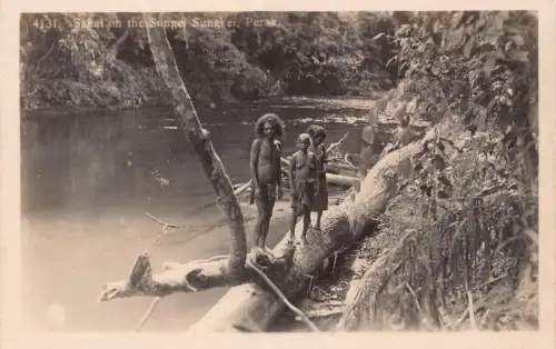 B242 Malaysia Sakai auf der Sungei Sungkei Perak Ureinwohner ethnische RPPC Postkarte