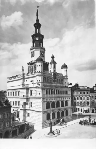 B245 Polen 1950 Ratusz w Poznaniu Poznan Rathaus RPPC Vintage Postkarte